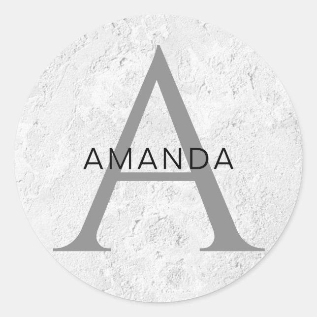 Chic monogram professional plain add your name classic round sticker (Front)