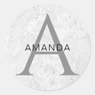 Chic monogram professional plain add your name classic round sticker