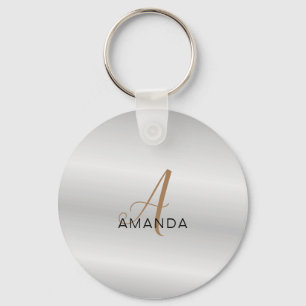 Chic monogram professional plain add your name keychain