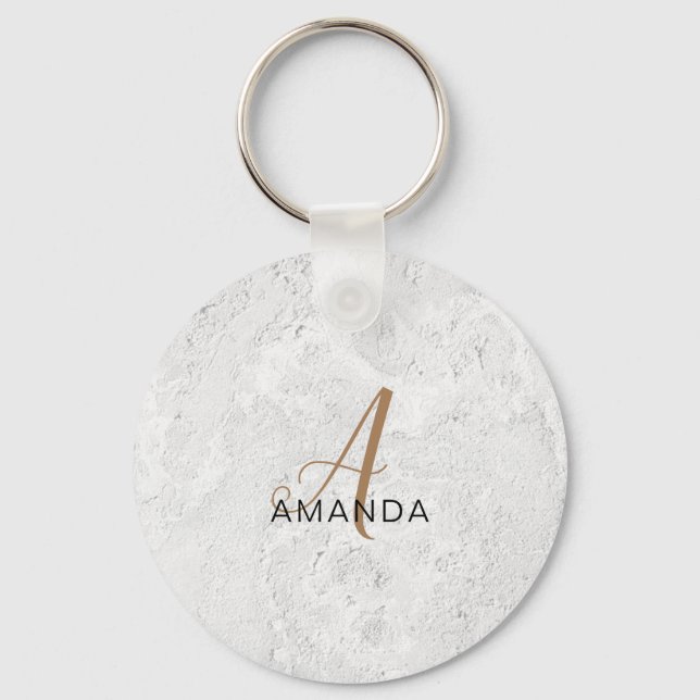 Chic monogram professional plain add your name keychain (Front)