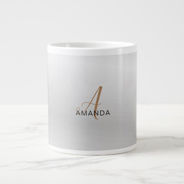 Chic monogram professional plain ADD YOUR NAME Large Coffee Mug (Front)