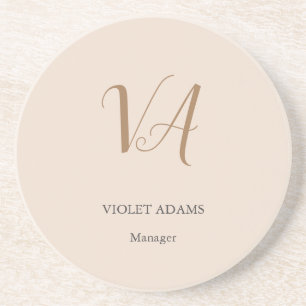 Chic monogram professional plain minimalist coaster