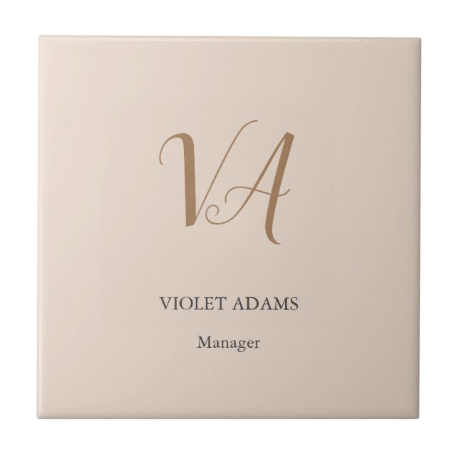 Chic monogram professional plain minimalist tile (Front)
