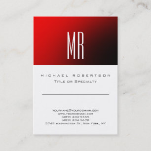 Chic Monogram Red White Cute Business Card