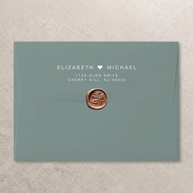 Chic Monogram Sage Green Wedding Invitation Envelope (Creator Uploaded)