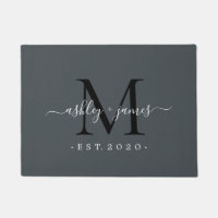 Chic Monogram Script Names Year Established Grey