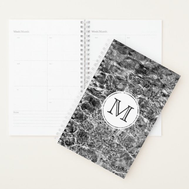 Chic Monogram sur Faux Marble Photo Abstraite (Devant avec enveloppe)