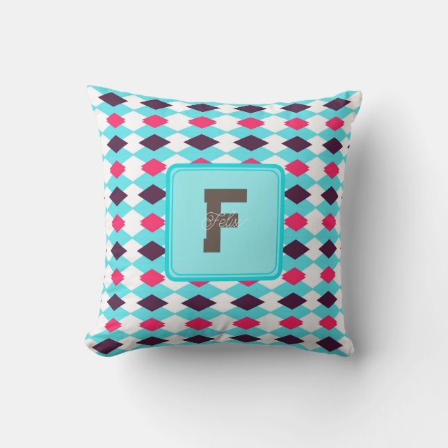 Chic Monogram Throw Pillow for Gift for Dad (Front)