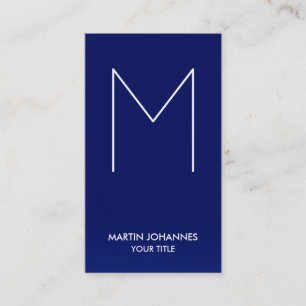 Chic Monogram Vertical Elegant Blue Business Card