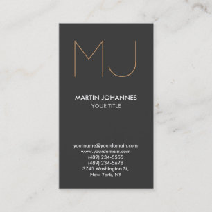 Chic Monogram Vertical Elegant Grey Business Card
