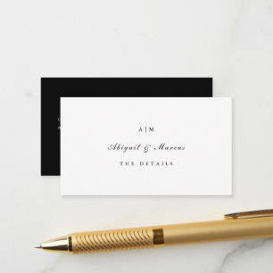 Chic Monogram Wedding Guest Detail Enclosure Card