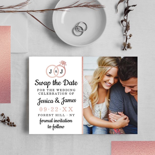 Chic Monogram Wedding Rings Save Or Swap The Date (Creator Uploaded)