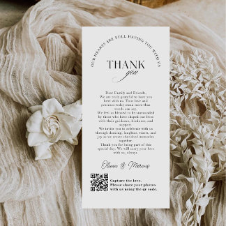Chic Monogram Wedding Thank You Card QR Code