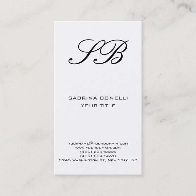 Chic Monogram White Law Carte de visite (Devant)