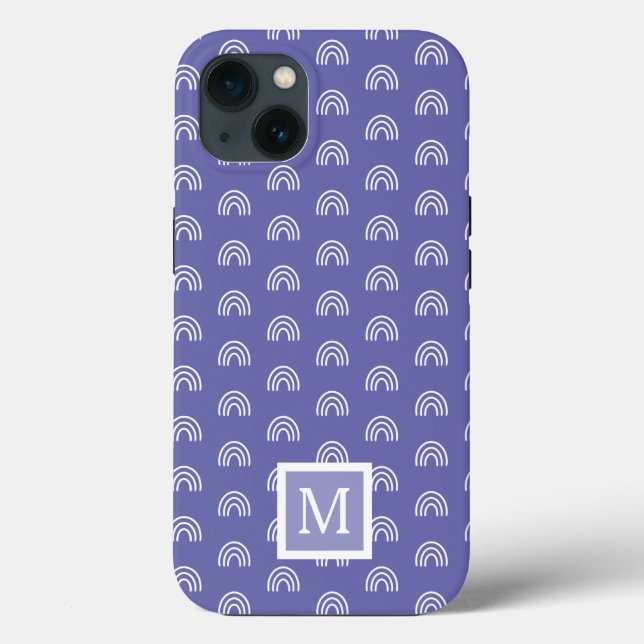 Chic Monogram White Rainbow Case-Mate iPhone Case (Back)