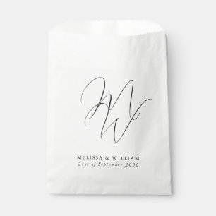 Chic Monogram White Wedding Favour Bag