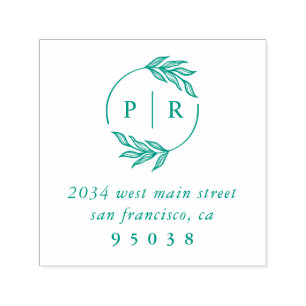 Chic Monogram Wreath Wedding Return Address Self-inking Stamp
