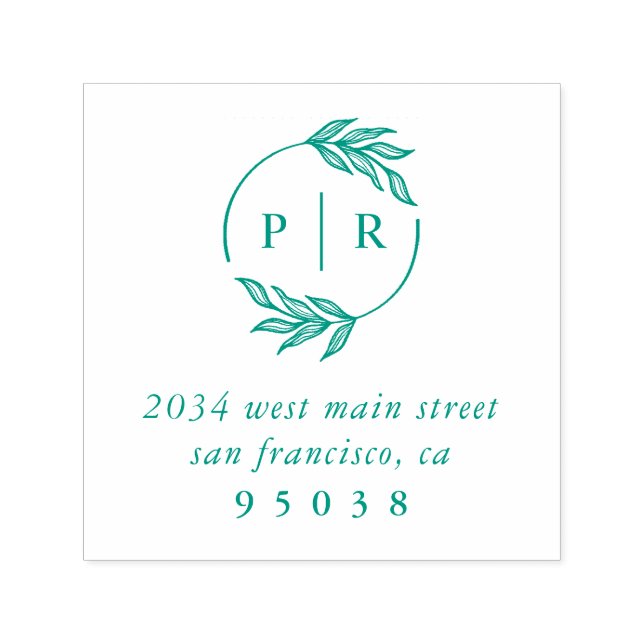 Chic Monogram Wreath Wedding Return Address Self-inking Stamp (Design)