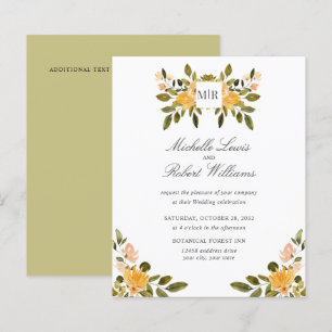 Chic Monogram Yellow Green floral Wedding