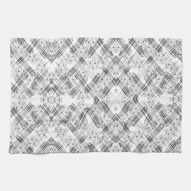 Chic Monogramed Flowers and stripes Kitchen Towel (Horizontal)