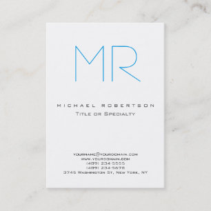 Chic Monogramme Bleu blanc mignon Carte de visite