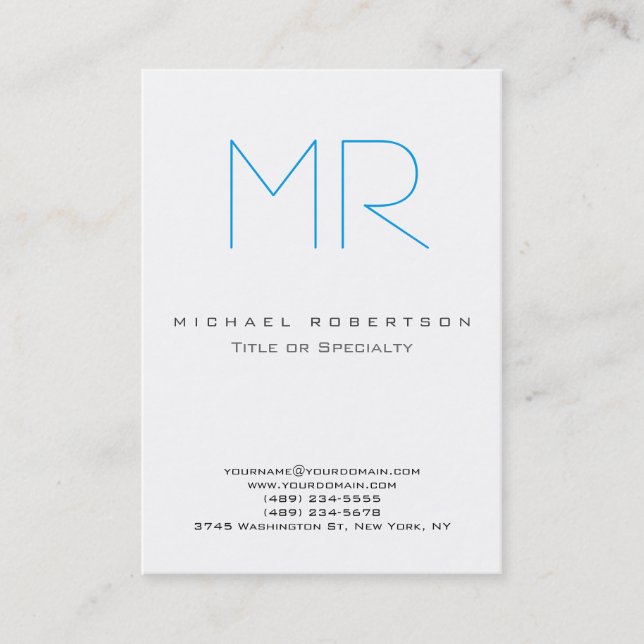 Chic Monogramme Bleu blanc mignon Carte de visite (Devant)