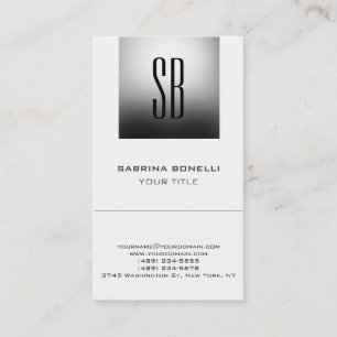 Chic Monogramme gris blanc mou Carte de visite