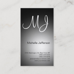 Chic monogramme gris et blanc Carte de visite