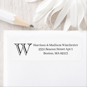 Chic Monogramme noir blanc personnalisé Adresse de