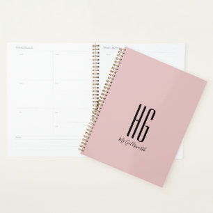 Chic Monogramme Nom Moderne Dusty Blush Rose