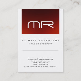 Chic Monogramme Rouge blanc mignon Carte de visite