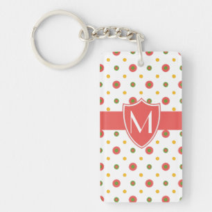 Chic Monogramme Rouge Blanc Polkas Porte - clé acr