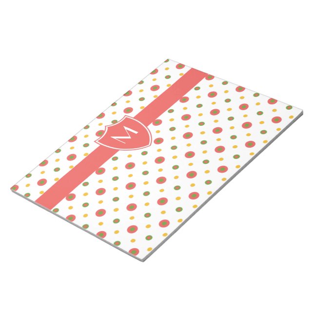 Chic Monogramme rouge, Polkas blanc Bloc-notes ou  (Incliné)