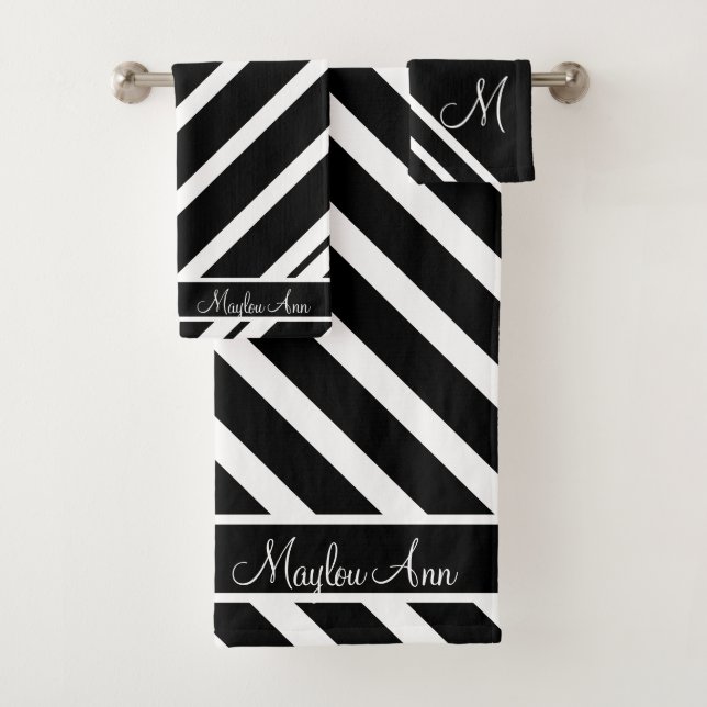 Chic Monogrammed Bande blanche noire (En situation)
