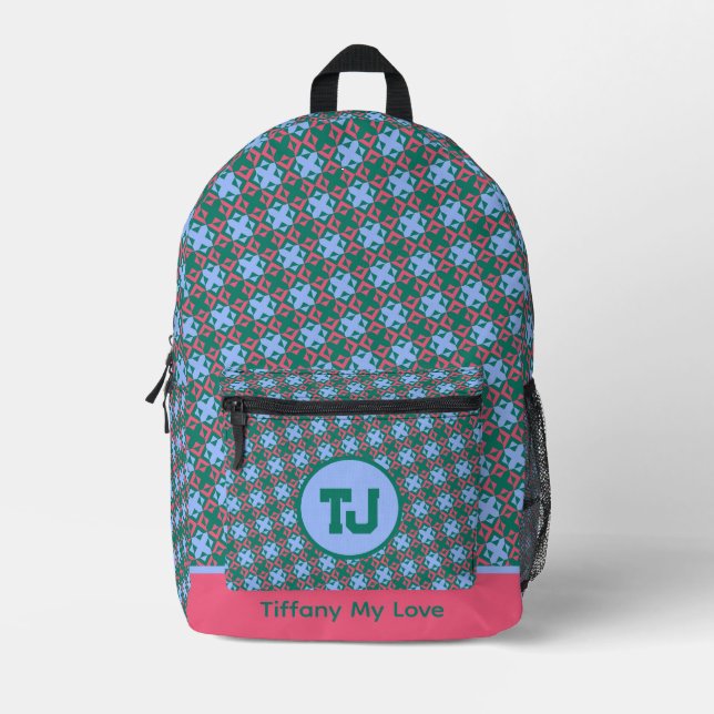 Chic Monogrammed Elementary Student Backpack For B (Front)
