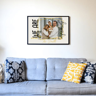 Chic Monogrammed Modern We are family Photo Poster