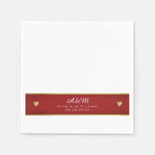 Chic Monogrammed red stripe on white wedding Napkin