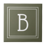 Chic Monogrammed Rustic Green & White Initial Tile<br><div class="desc">Modern & Stylish personalized monogram added to decorative chic simple updated tile in rustic green and white. Great gift idea! Easily customize with design tool to make it your own! Contact me at beachpausedesigns@gmail.com if you need help or have questions with this or any of our designs. Other design options...</div>