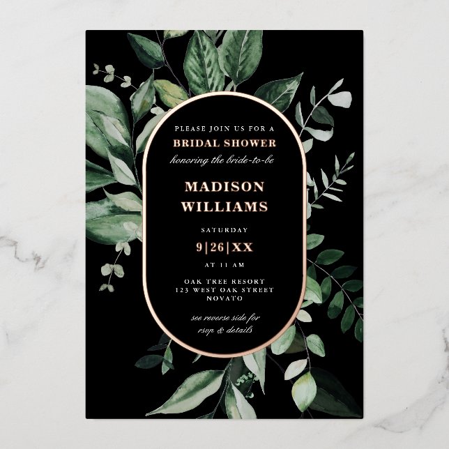 Chic Moody Botanical Frame Bridal Shower REAL (Front)