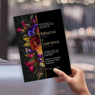 Chic moody florals wedding invitation