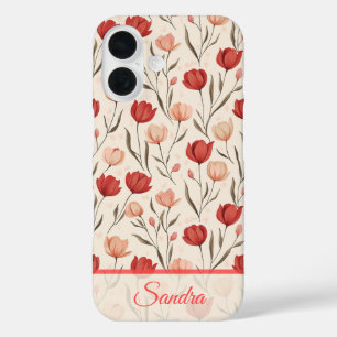Chic Mothers Day Gift Tulip Floral Custom iPhone 16 Case