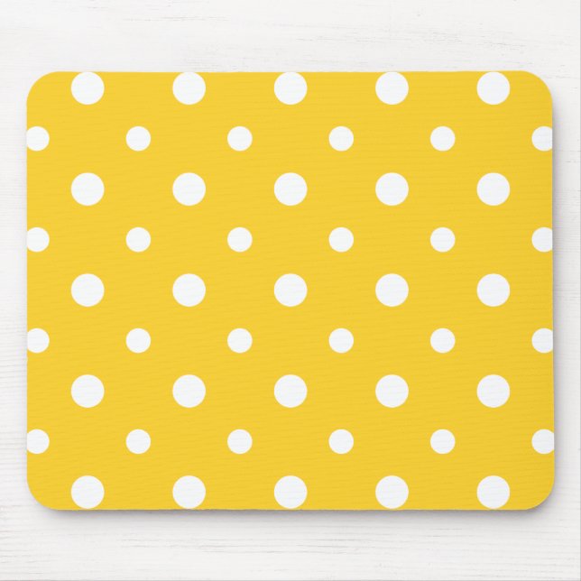 Chic Mousepad: White Jumbo Polkas on Yellow Mouse Pad (Front)