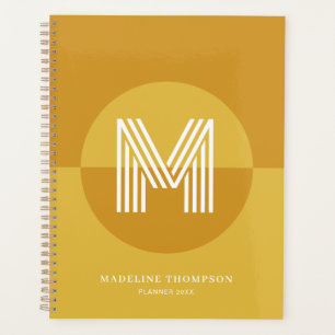 Chic moutarde jaune géométrique Monogramme moderne