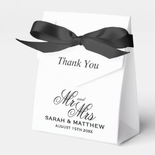 Chic Mr and Mrs black tie gala wedding party Favor Box