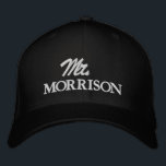 Chic Mr. Last Name black and white cute wedding Embroidered Hat<br><div class="desc">Chic Mr. Last Name black and white cute script wedding Embroidered Baseball Cap
Available in many colours and options</div>