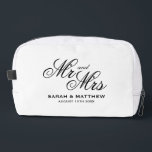 Chic Mr & Mrs honeymoon toiletry bag wedding gift<br><div class="desc">Chic Mr & Mrs honeymoon toiletry bag wedding gift. Perfect for newly wed couples. Elegant typography template for couple getting married.  Beautiful formal logo template. Get one for him and her.</div>