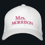 Chic Mrs. Last Name blush pink white Embroidered Hat<br><div class="desc">Chic Mrs. Last Name blush pink white Embroidered Baseball Cap
Available in many colours and options</div>