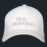 Chic Mrs. Last Name blush pink white Embroidered Hat<br><div class="desc">Chic Mrs. Last Name blush pink white Embroidered Baseball Cap
Available in many colours and options</div>