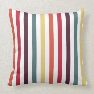 Chic Multicolored Stripes Throw Pillow