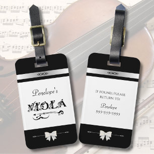 Chic Musician Black and White Viola Case ID Tag